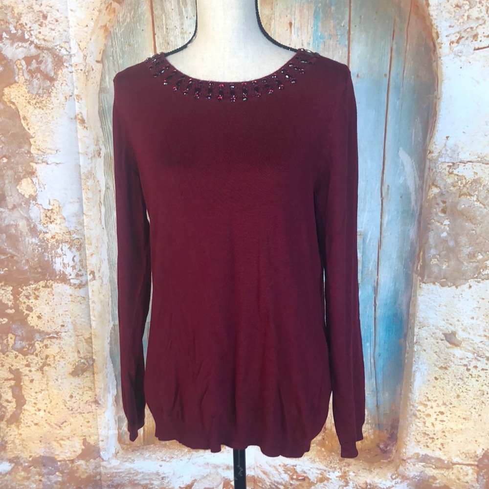 NWT DRESSBARN Ron&Ali Knit Sweater Sequin Collar L